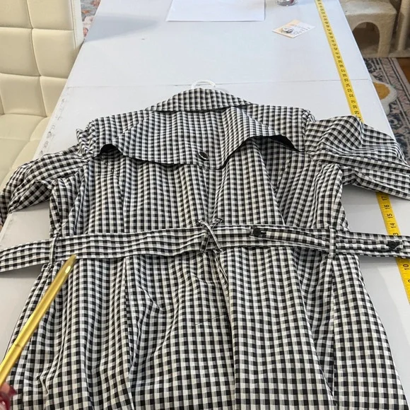 London Fog Black and White Houndstooth Trench Coat Size XL - Picture 2 of 16